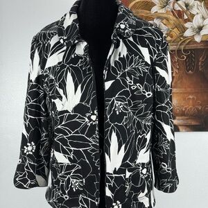East 5th Floral Black and White Women's Jacket size L